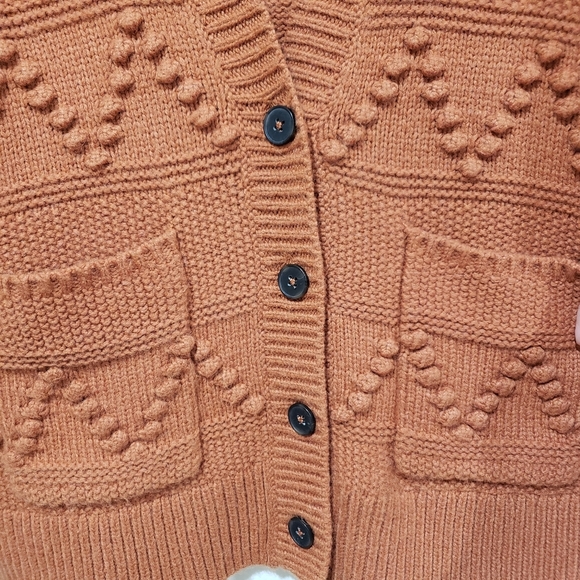 Madewell Bobble Cardigan Sweater Size S Afterglow Red Merino Wool Blend Pockets - Picture 9 of 16